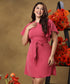 Sleeve Flared Skater Mini Pink Dress